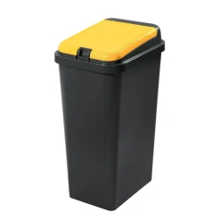 Poubelle recyclage bido 45l base noir couvercle jaune