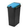 Poubelle recyclage bido 45l base noir couvercle bleu