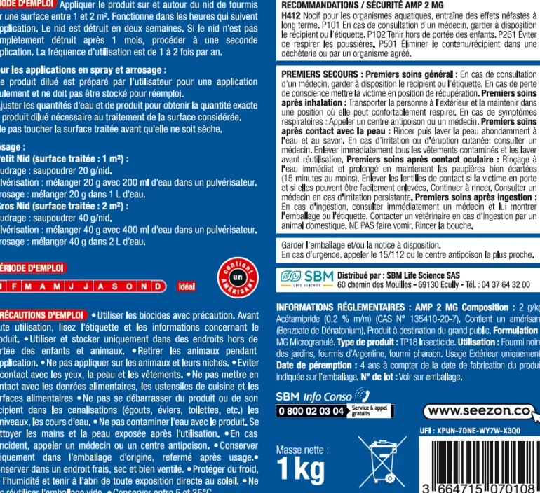 Poudre anti-fourmis poudrage et arrosage 1kg PROTECT EXPERT