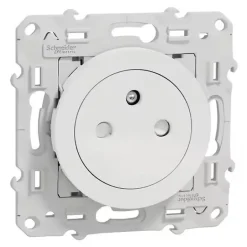 Prise affleurante 2 pôles + terre Odace blanc SCHNEIDER