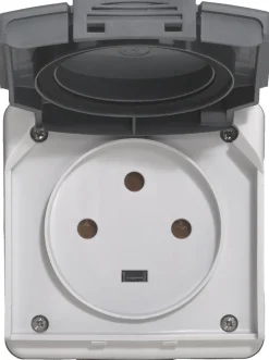 Prise étanche 3P+T 20A Plexo complet IP55 saillie gris