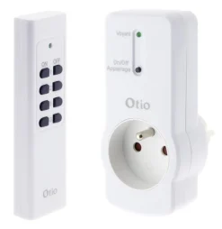 Prise télécommandée + télécommande blanc