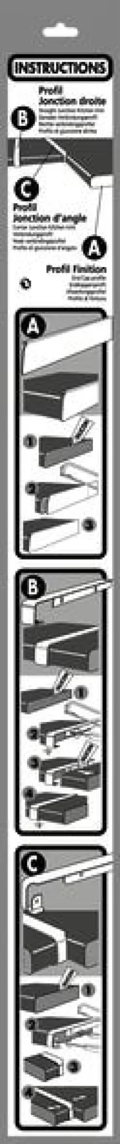 Profil plan de travail finition bordure aluminium