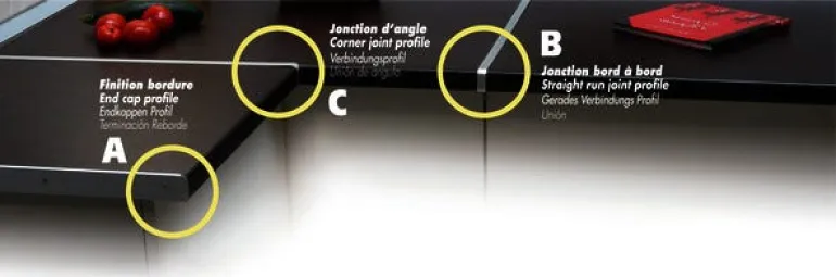 Profil plan de travail finition bordure aluminium