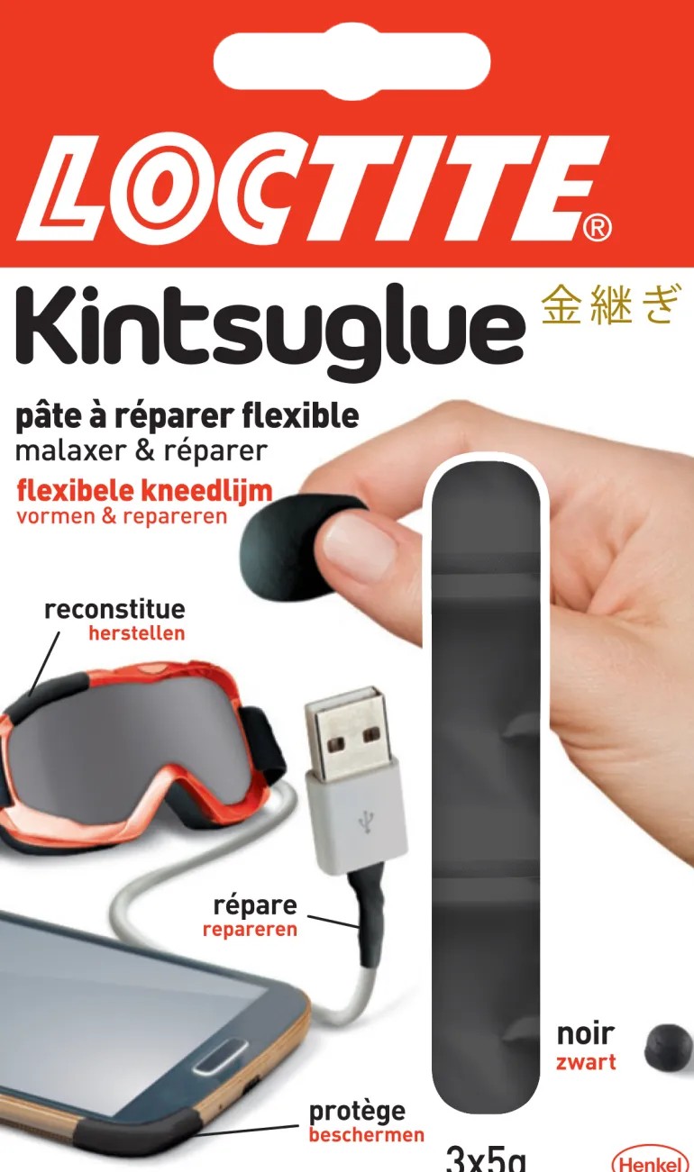 Pâte à réparer multiusage Kintsuglue noir 3x5g LOCTITE