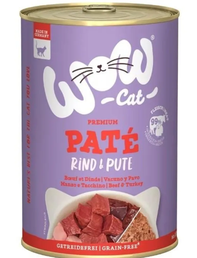 Pâté pour chat Wow Adult boeuf/dinde 400g