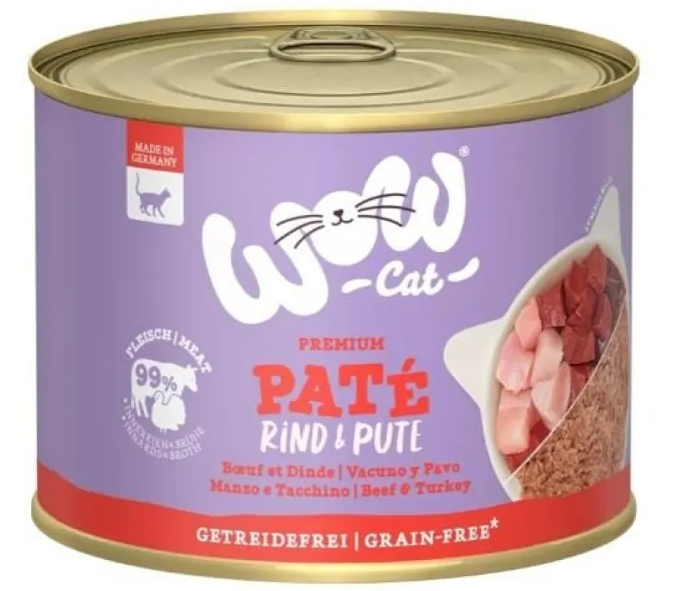 Pâté pour chat Wow Adult booeuf/dinde 200g