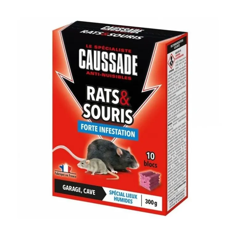 Rats et souris lieux humides bloc 300 g (10 blocs) CAUSSADE