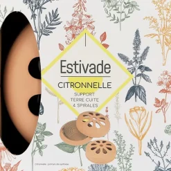 Récipient en terre cuite + 4 spirales à la citronnelle