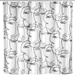 Rideau de douche Faces avec œillets 180x200 cm