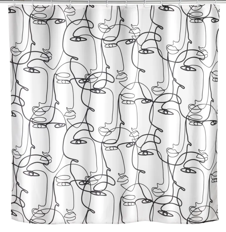 Rideau de douche Faces avec œillets 180x200 cm