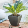 Roule-pot rond métal Flora Roll Wood gris Ø35 cm NORTENE