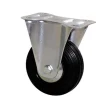 Roulette fixe caoutchouc noir Ø100mm, charge 100kg