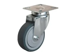 Roulette pivotante caoutchouc gris Ø75mm, charge 60kg