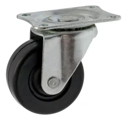 Roulette éco pivotante caoutchouc noir Ø65mm, charge 35kg