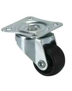 Roulette éco pivotante polypro noir Ø25mm charge 12kg