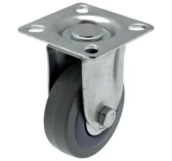 Roulette fixe caoutchouc gris Ø50mm, charge 40kg