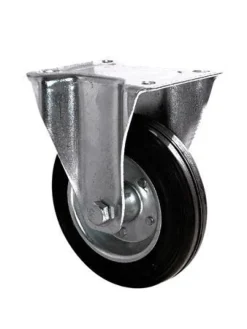 Roulette fixe caoutchouc noir Ø160mm, charge 175kg