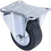 Roulette manut fixe caoutchouc noir Ø80mm charge 80kg