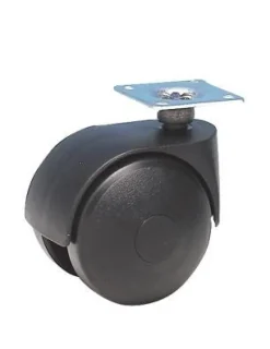 Roulette pivotante polypro noir Ø50mm, charge 40kg