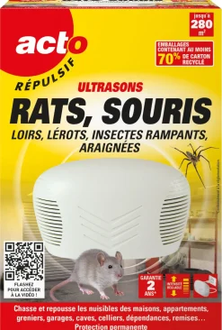 Répulsif ultrasons rongeurs/insectes rampants/araignées