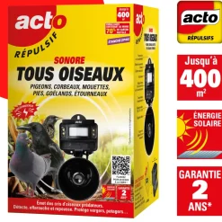 Répulsif sonore solaire contre les oiseaux ACTO
