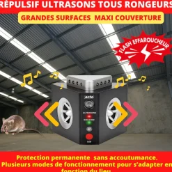 Répulsif à ultrasons 3 en 1 sur secteur contre les rongeurs