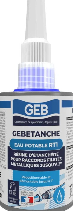 Résine d'étanchéité raccord fileté métal 2" Gebetanche 75ml