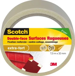 Ruban adhésif double face surfaces rugueuses 7,5mx32mm