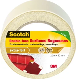 Ruban adhésif double face surfaces rugueuses 20mx50mm
