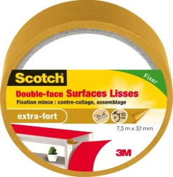 Ruban double face surface lisse 7,5mx32mm