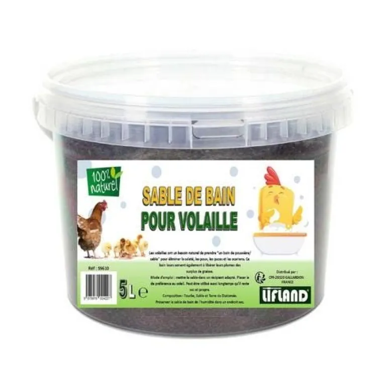Sable de bain pour volaille en seau de 5L
