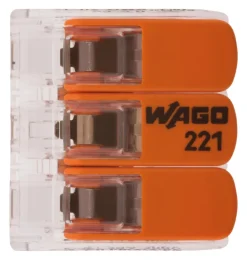 Sachet de 5 bornes 3 entrées série 221 6 mm² WAGO