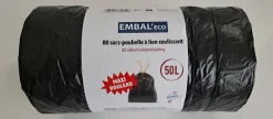 Sac poubelle 50L coulissant EMBAL ECO x80 sacs