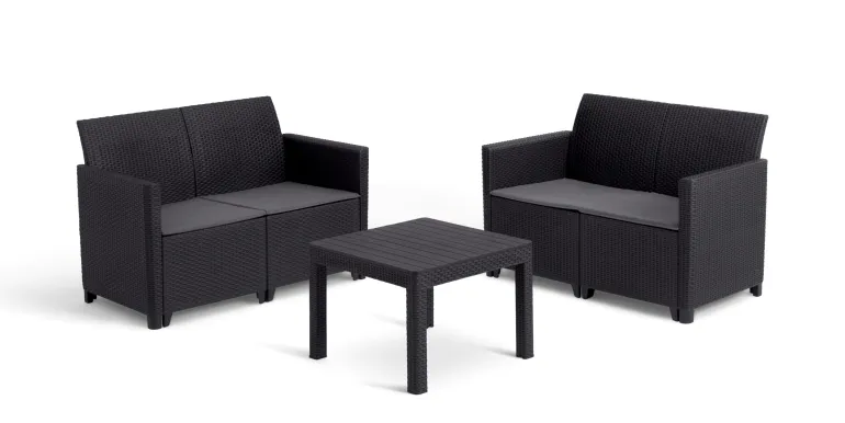 Salon de jardin bas 4 places avec une table