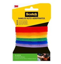 Sangle agrippante 12 mm x 20 cm assortiment couleurs (x6)