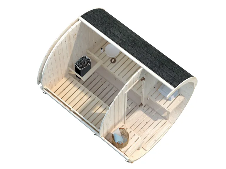 Sauna en bois blanc Anita 1,30+07,70 m² 4 Pers.