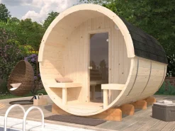 Sauna en bois blanc Anita 1,60+0,70 m² 6 Pers.