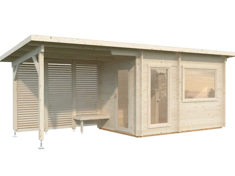 Sauna en bois blanc Sanna 6,80+5,90 m² 3 Pers.