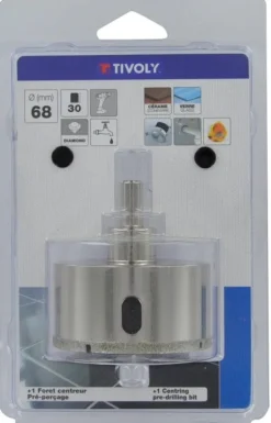 Scie cloche diamond/queue cylindrique/usage intensif 68mm