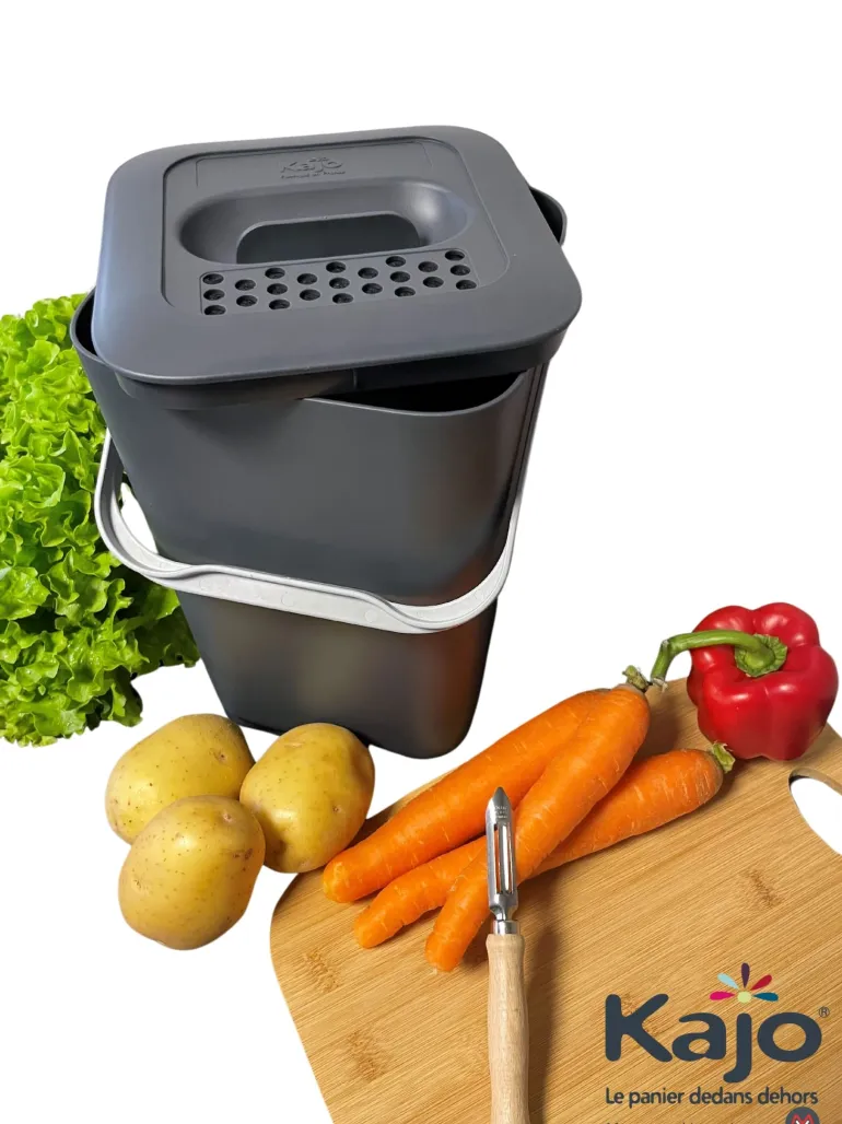 Seau à compost Bioseau 7,5L Gris/Gris Souris KAJO