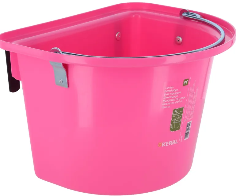 Seau mangeoire à crochet et anse de transport 12L rose KERBL