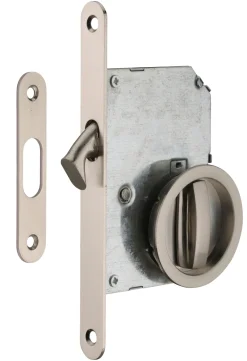 Serrure à crocher porte coulissante chromé satiné