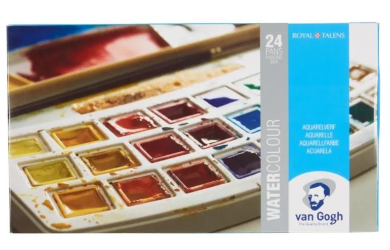 Set de peinture à l'eau avec 24 couleurs, boîte en plastique