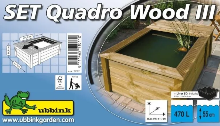 Set structure bassin Quadro Wood III 570L + bâche