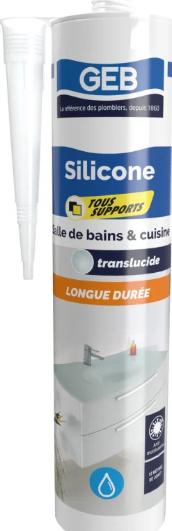 Silicone tous supports antimoisissures 280 ml translucide