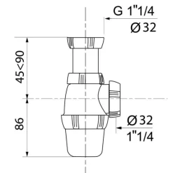 Siphon de lavabo réglable garde d'eau de 50 mm 52L/min