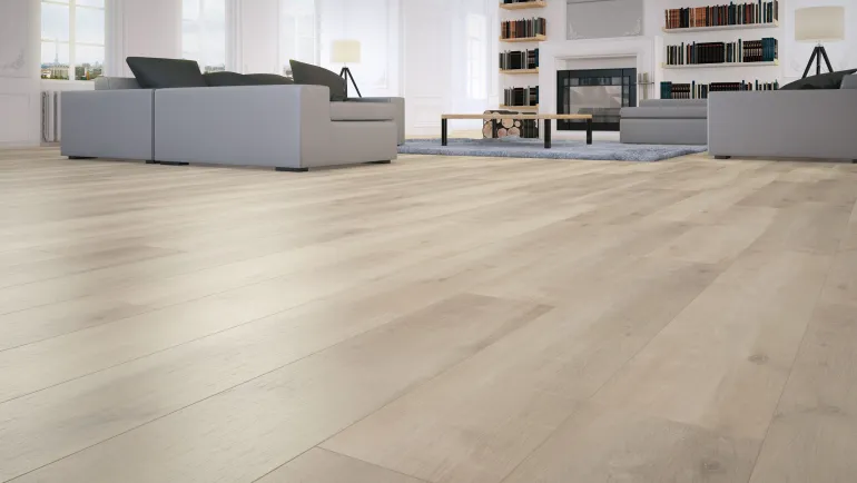 Sol stratifié Presto 8 mm 4 chanfreins Chêne Perlé 2,22m²