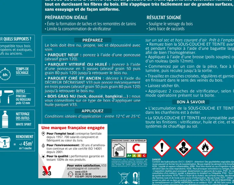 Sous-couche et teinte pour parquets 0,75L V33