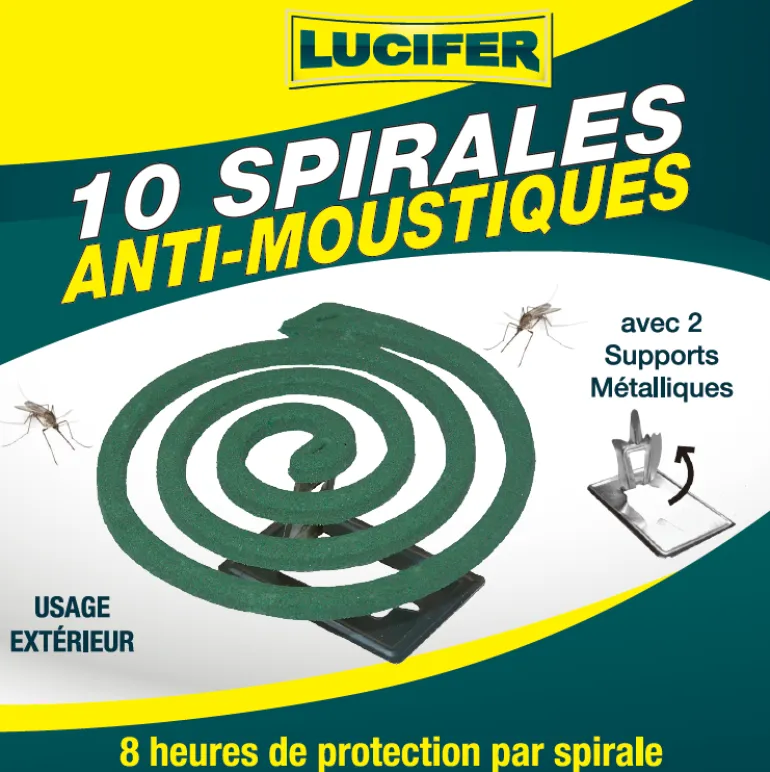 10 spirales anti-moustiques 2 supports métalliques LUCIFER